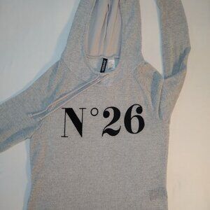 H&M XS  Divided sheer loose knit hooded sweater  light gray